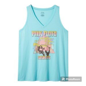 5X 28W Torrid Blue Pink Floyd Animals Tank Pastel V Neck 80s Retro Classic Rock